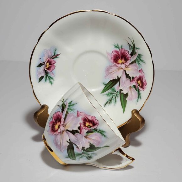 Royal London Teacup and Saucer Orchid Vintage - Picture 4 of 10